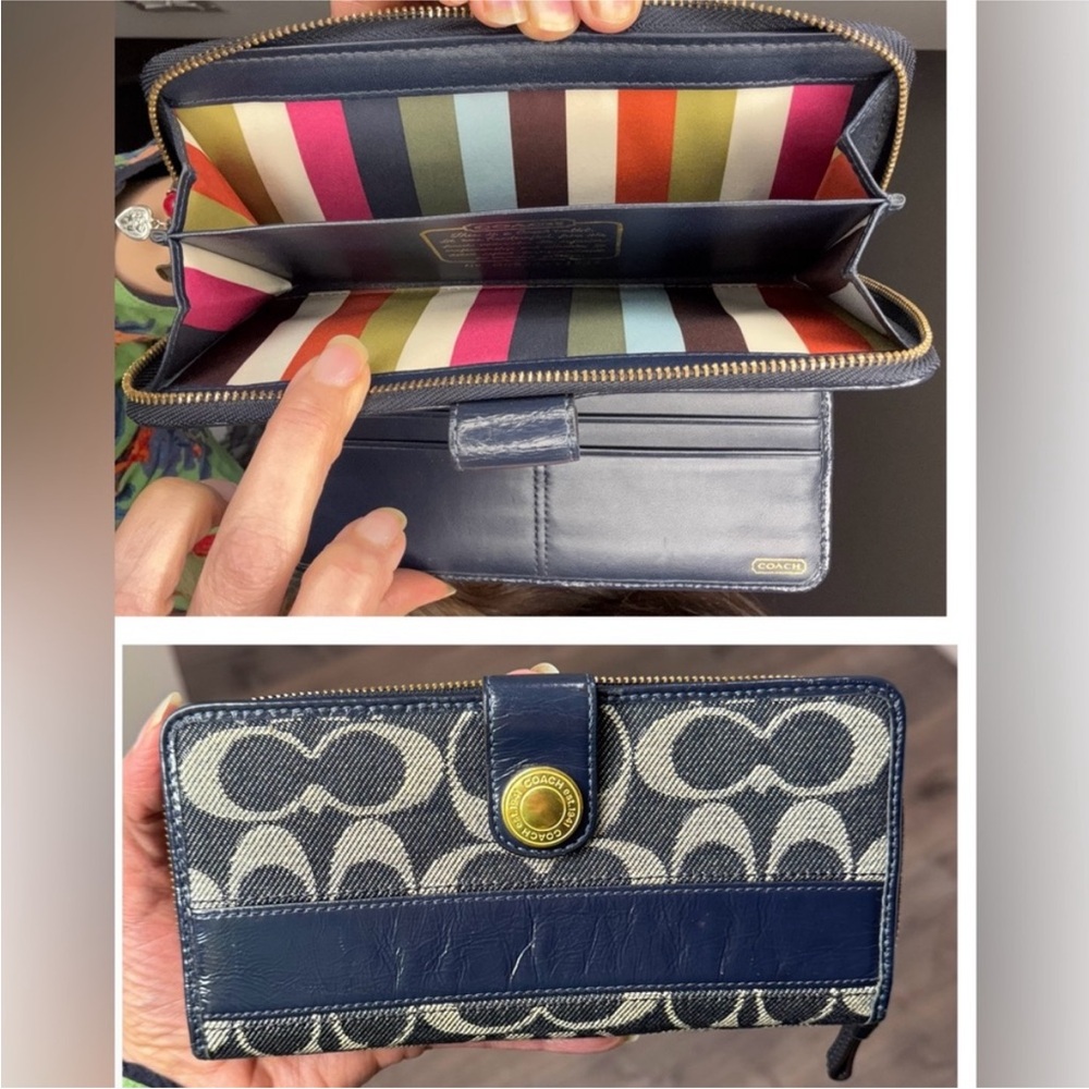 Coach Legacy Denim Blue and Cream Signature Wallet Y2K NWOT - Picture 3 of 17